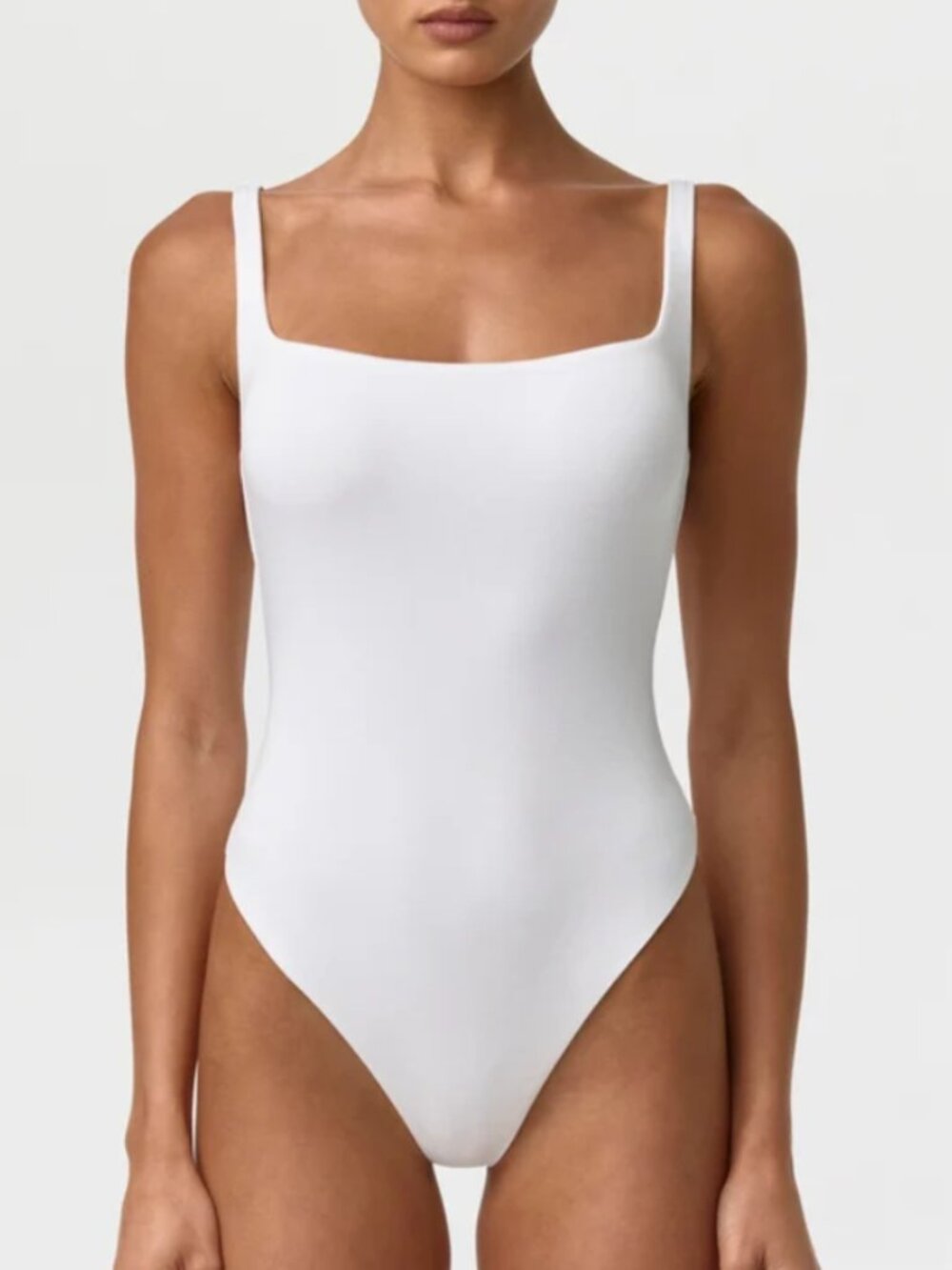 Naked Wardrobe Naked Scoop Tank Bodysuit White Sleeveless Shell Size S NWT